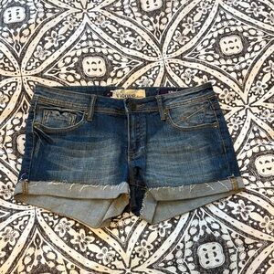 Vigoss Women's Dark Blue Rolled Hem Denim Shorts